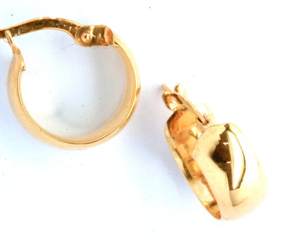 9ct Yellow Gold And Silver Bonded Plain Hoop Earrings