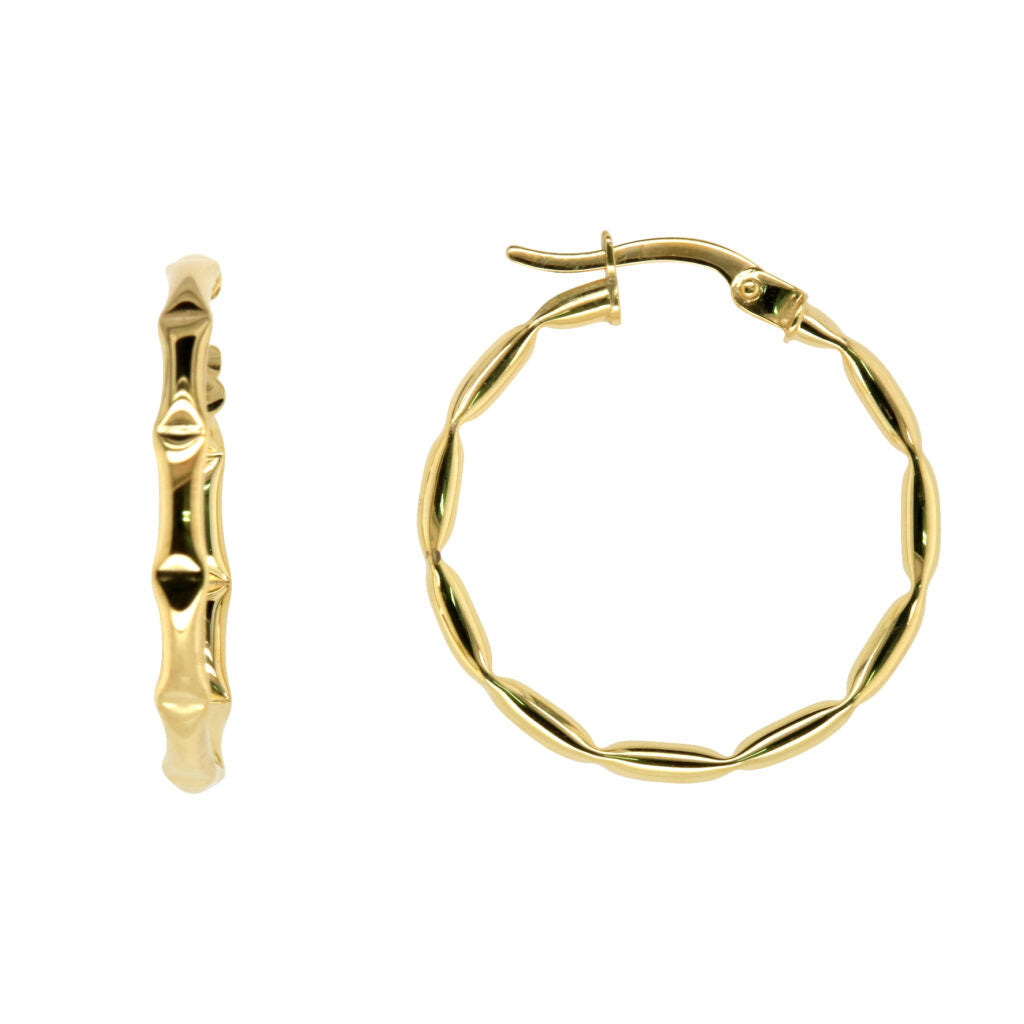 9ct Yellow Gold And Silver Bonded Faceted Earrings