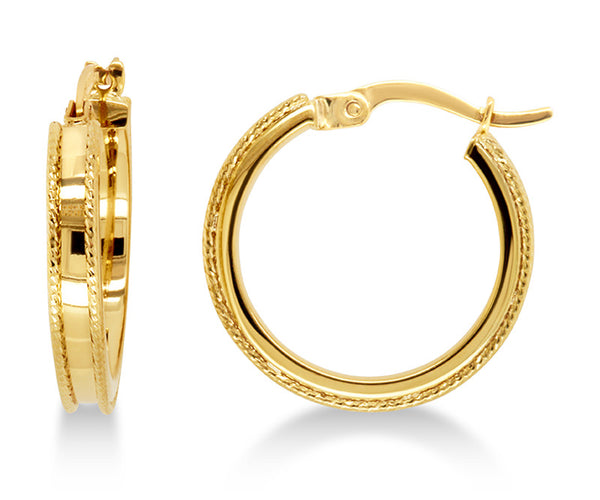 9ct Yellow Gold And Silver Bonded Hoop Earrings