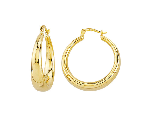 9ct Yellow Gold And Silver Bonded Tapered Hoop Earrings