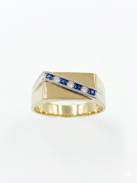 Ring - 9 ct sapphire and diamond I