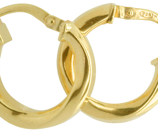 9ct Yellow Gold And Silver Bonded Twisted Hoop Earrings