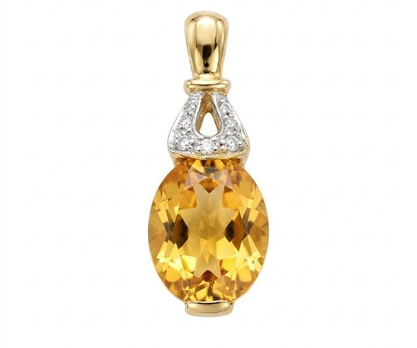 9ct citrine diamond pendant