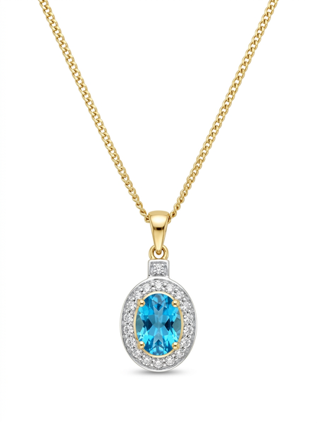 9ct Blue Topaz / diamond pendant