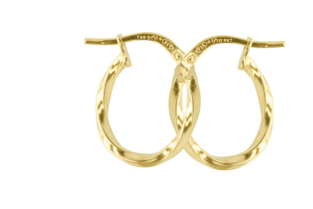 9ct Yellow Gold And Silver Bonded Twisted Hoop Earring