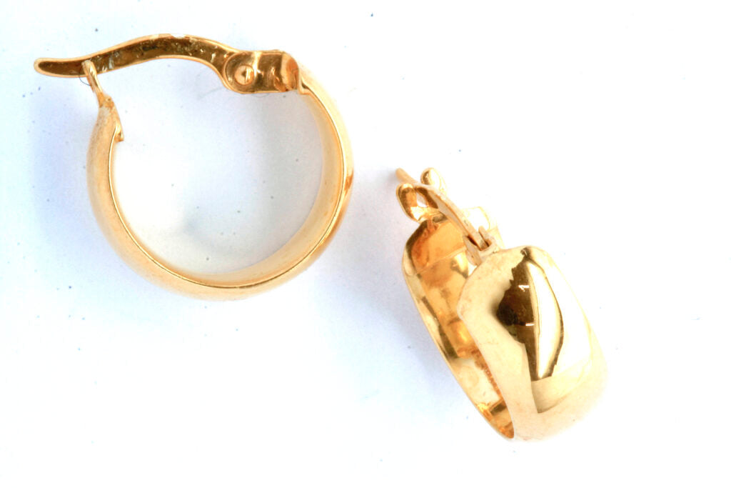 9ct Yellow Gold And Silver Bonded Plain Hoop Earrings