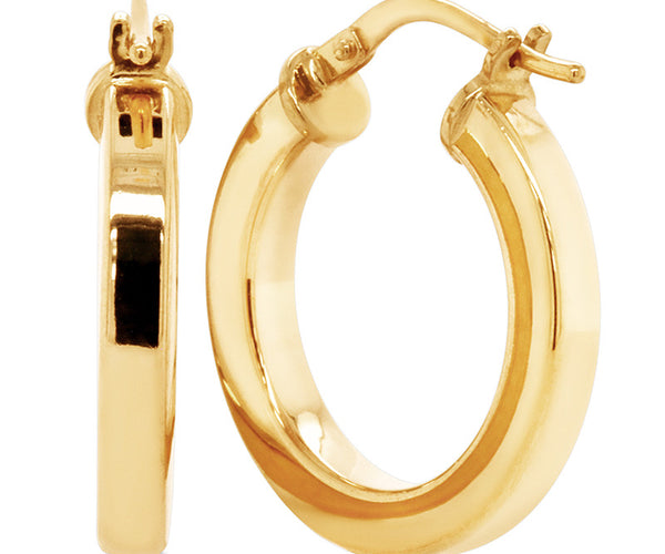 9ct Yellow Gold And Silver Bonded Round Flat Profile Earrings