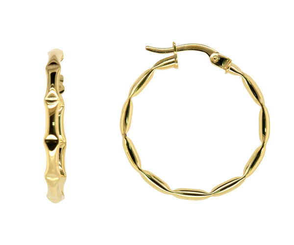 9ct Yellow Gold And Silver Bonded Faceted Earrings