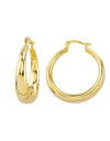9ct Yellow Gold And Silver Bonded Tapered Hoop Earrings