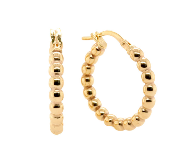 9ct Yellow Gold And Silver Bonded Bead Hoop Earrings