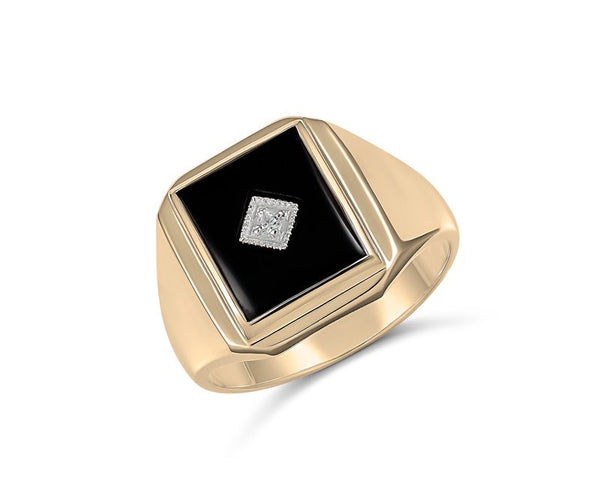 Rectangle Black Onyx Diamond Ring