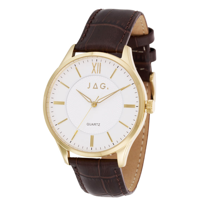 Jag “Geelong “white dial leather strap Watch J2901