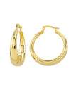 9ct Yellow Gold And Silver Bonded Tapered Hoop Earrings