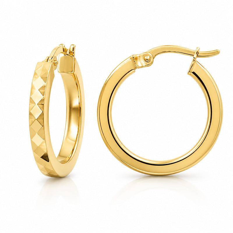 9ct gold and silver bonded hoop.