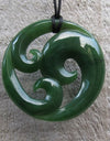 Triple Koru  circle Green stone pendant