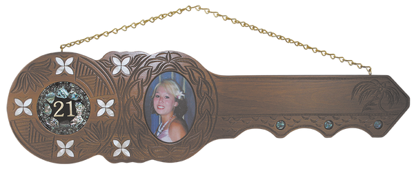 Island design with photo frame, frangipani inlay and 21 disk