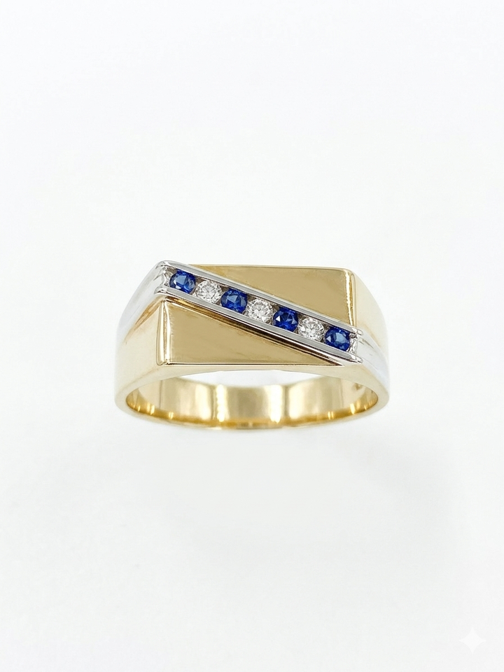 Ring - 9 ct sapphire and diamond I