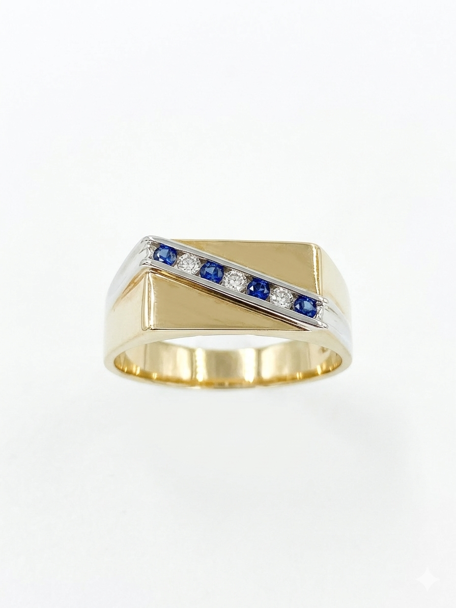 Ring - 9 ct sapphire and diamond I