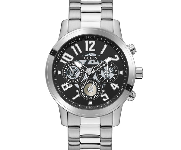 Men’s Guess watch Parker Black dial and silver bracelet FW0627G1