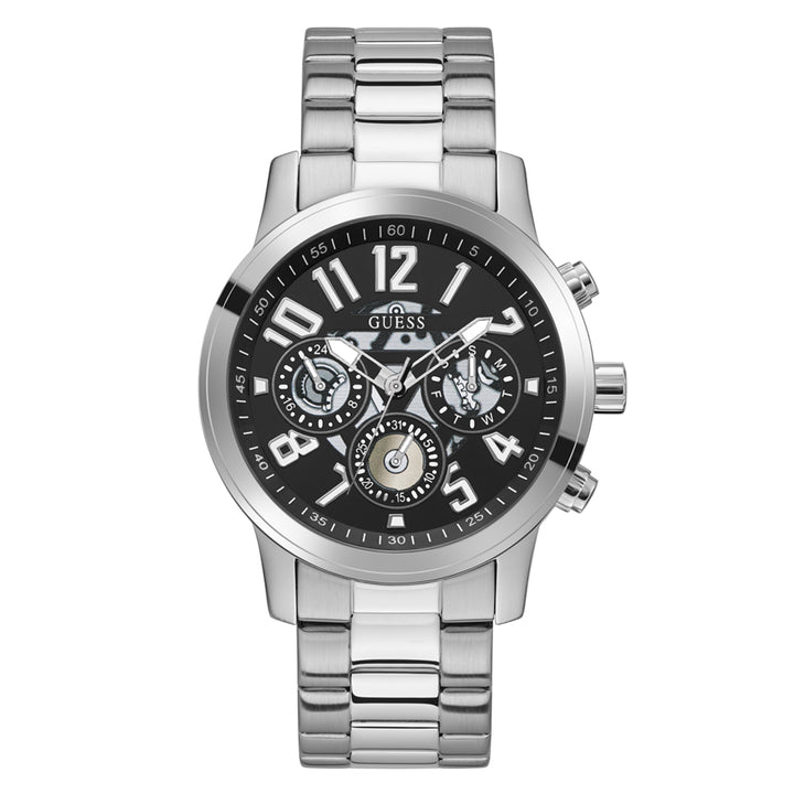 Men’s Guess watch Parker Black dial and silver bracelet FW0627G1