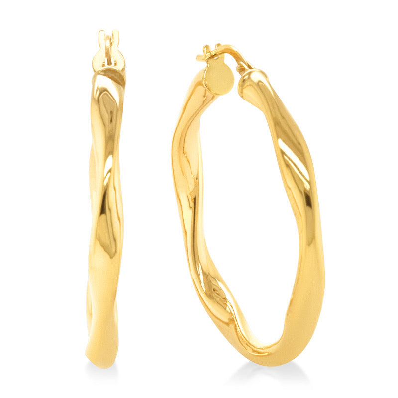 9ct & Stg Large Twist Hoop Earrings