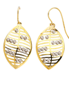 9 carat yellow gold and silver bonded leaf drop earrings
