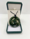 Triple Koru  circle Green stone pendant