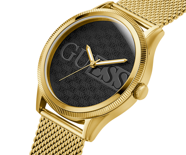 Guess Reputation gold n black dial gold mesh