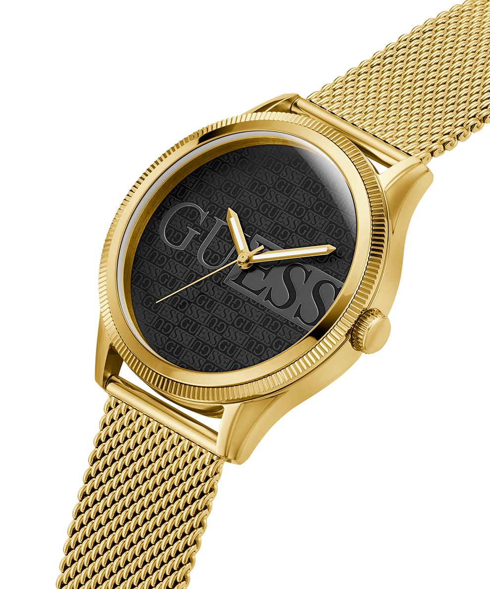 Guess Reputation gold n black dial gold mesh