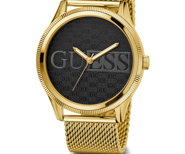 Guess Reputation gold n black dial gold mesh
