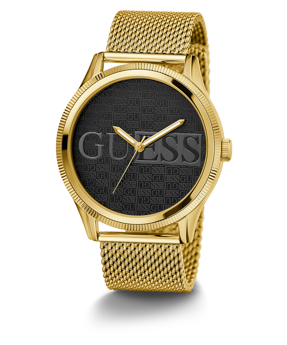 Guess Reputation gold n black dial gold mesh