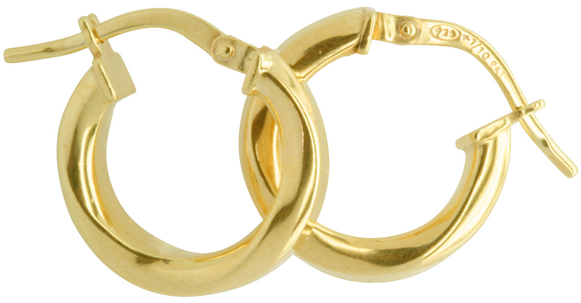 9ct Yellow Gold And Silver Bonded Twisted Hoop Earrings