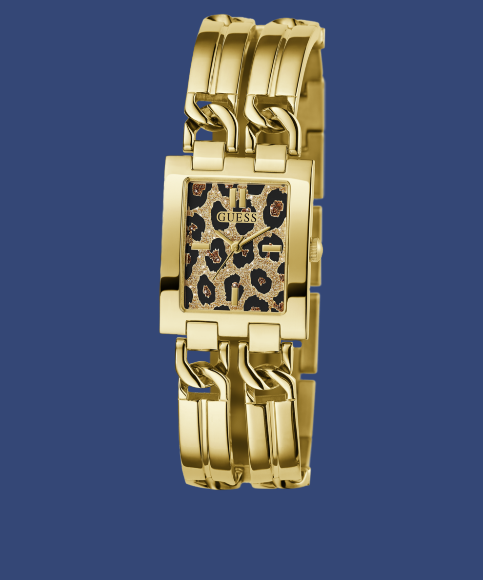 Guess Ladies MoD ID Leopard Gold Band watch