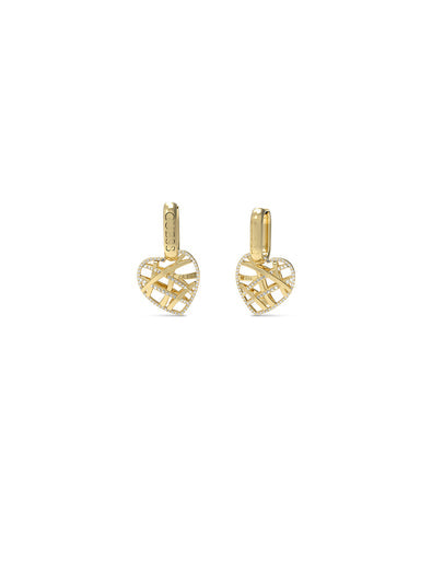 Guess gold crystals heart cage earring
