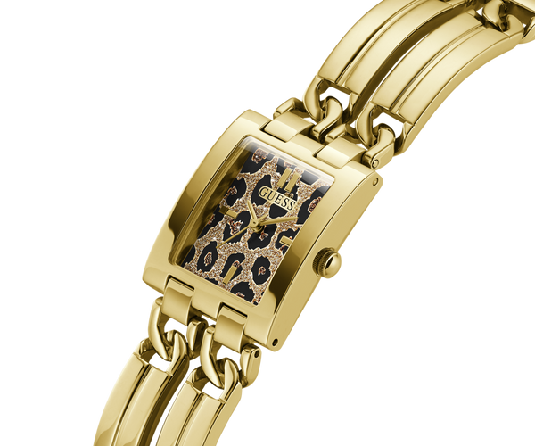 Guess Ladies MoD ID Leopard Gold Band watch