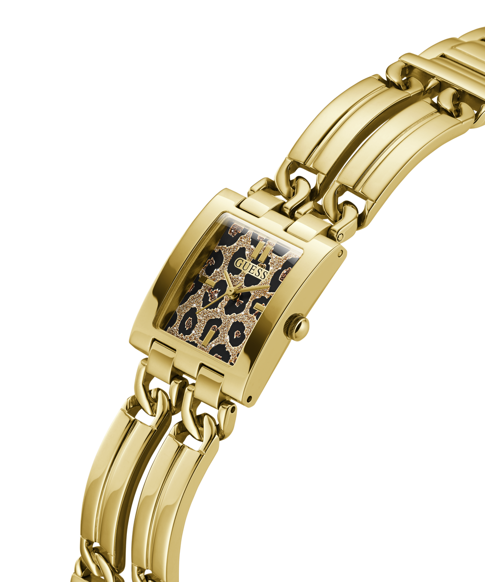 Guess Ladies MoD ID Leopard Gold Band watch
