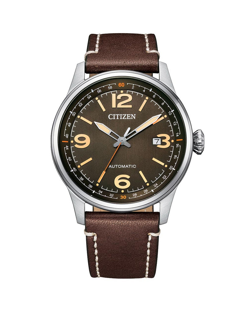 Citizen Automatic Brown leather strap and Brown dial NJ0160-10Z