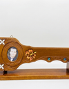 Island design with photo frame, inlay hibiscus, frangipani and 21, on a base