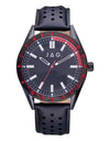 Jag “sandown” Black dial leather strap watch J2848