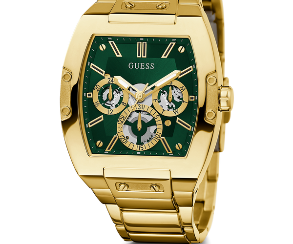 Guess phoenix green n gold watch