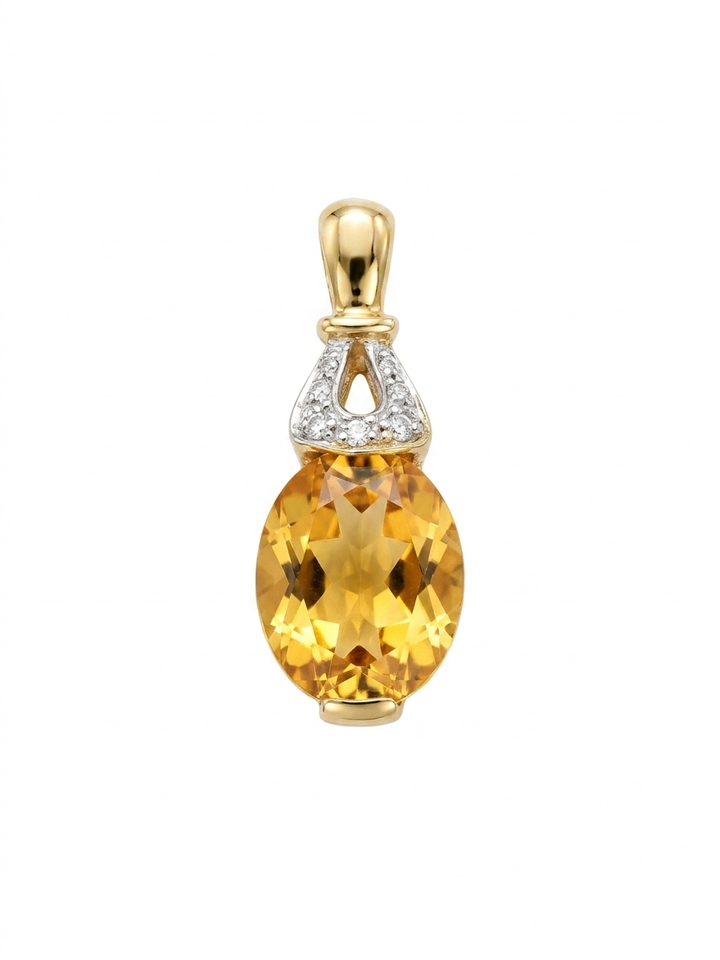 9ct citrine diamond pendant