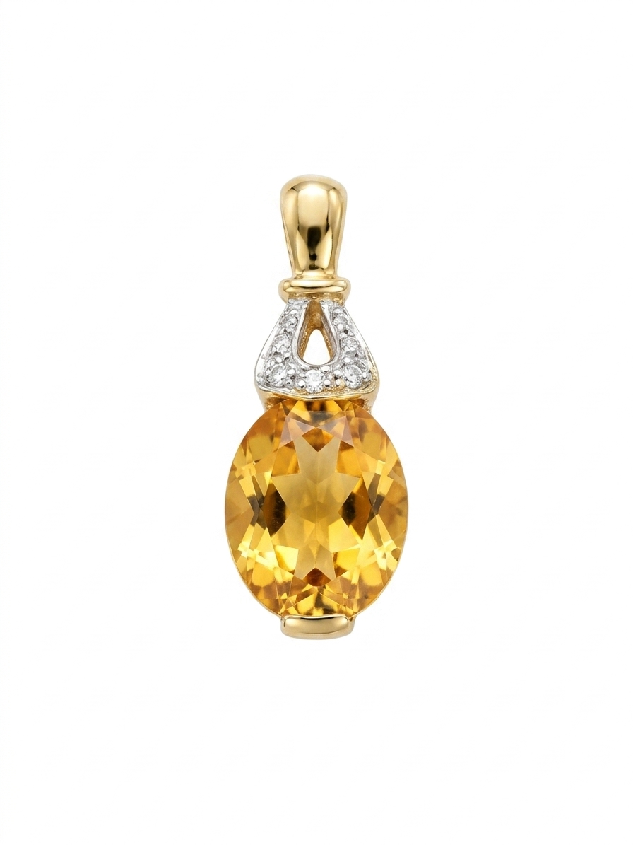 9ct citrine diamond pendant