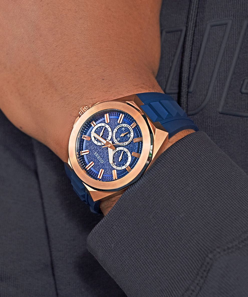 GUESS Mens Blue 2-Tone Multi-function Watch