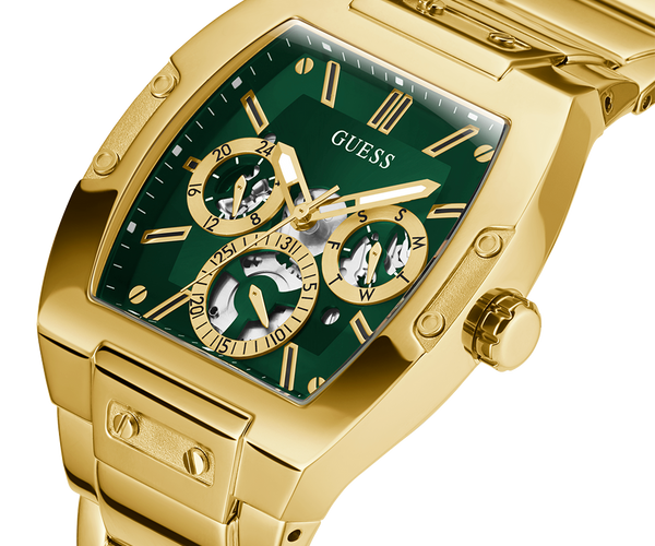 Guess phoenix green n gold watch