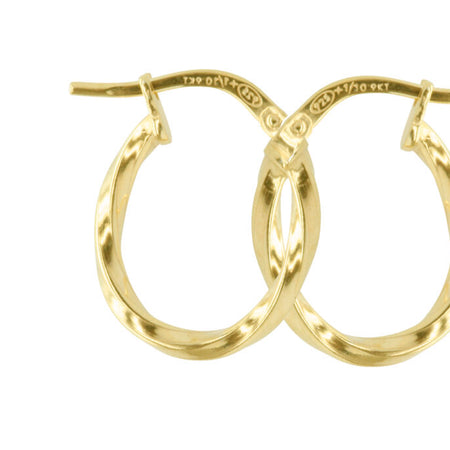 9ct Yellow Gold And Silver Bonded Twisted Hoop Earring