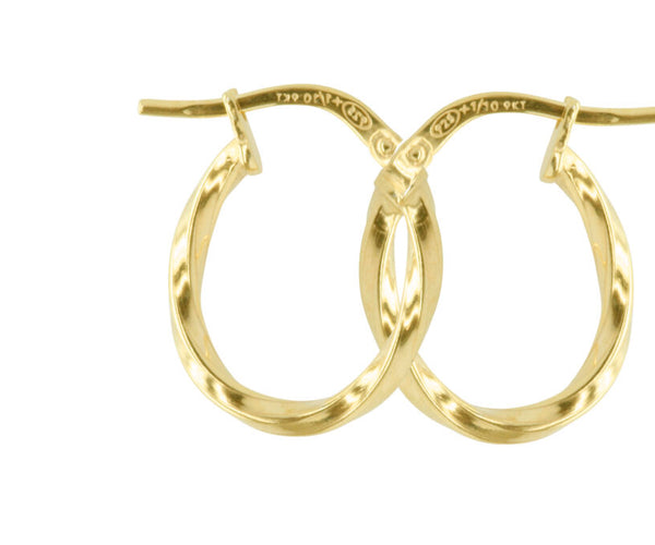 9ct Yellow Gold And Silver Bonded Twisted Hoop Earring