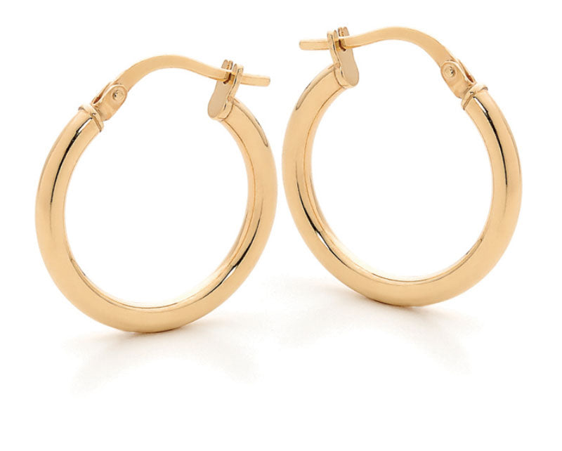9ct Yellow Gold And Silver Bonded Plain Hoop Earrings