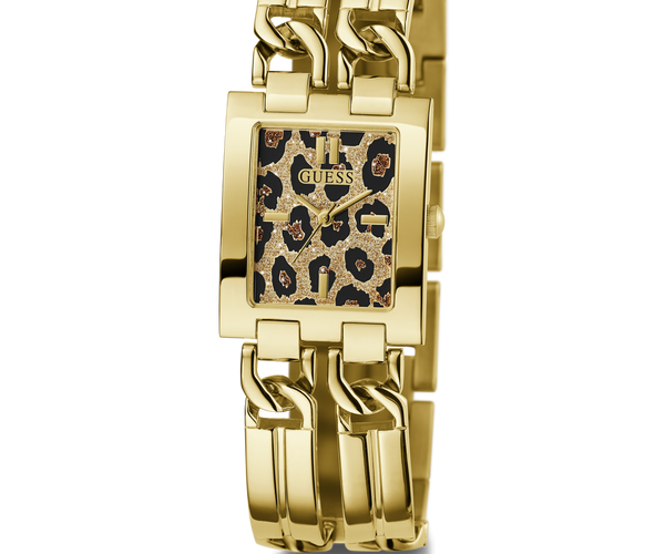 Guess Ladies MoD ID Leopard Gold Band watch