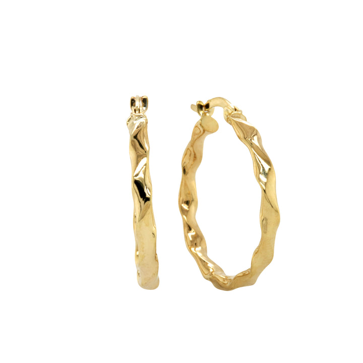 9ct Yellow Gold And Silver Bonded Faceted Hoop Earrings