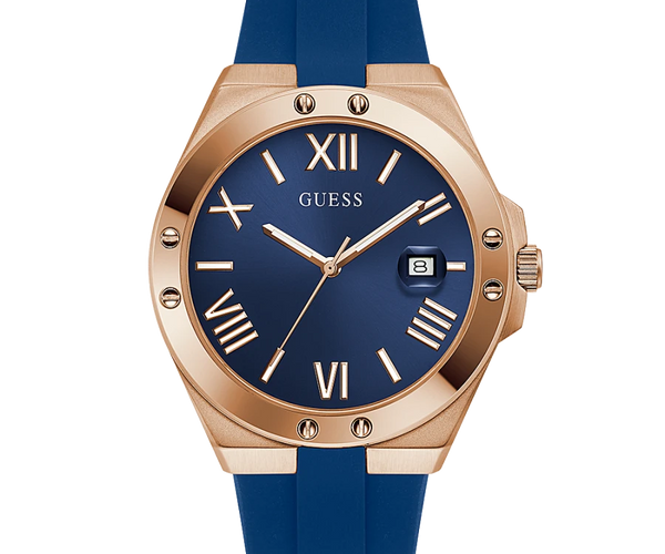 Rose Gold Tone Case Blue Silicone Watch GW0388G3